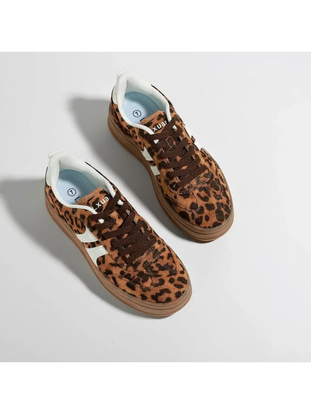 🆕Women's Leopard Gum Sole Fashion Sneakers Thick Platform Sole Rubber Shoes